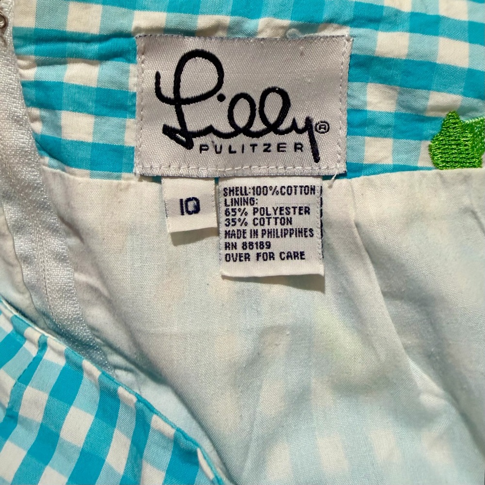 Lilly Pulitzer Blue Gingham Skirt with Green Ice Cream Accents - Picture 3 of 3